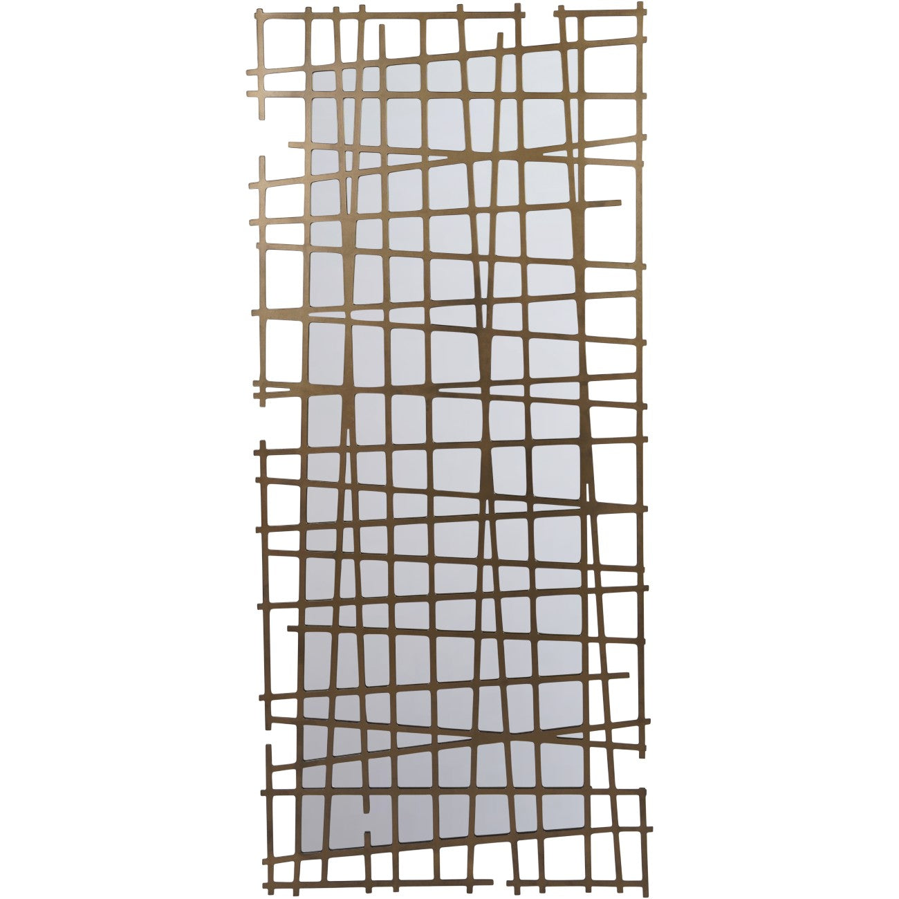 Art Deco Brass Lattice Full Length Wall Mirror